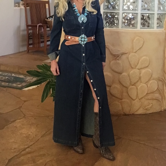 sold   Vintage Denim Maxi dress - Picture 4 of 4
